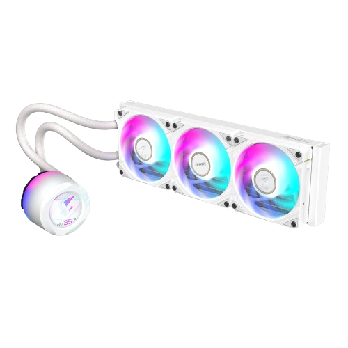 Gigabyte AORUS WATERFORCE X II 360 ICE, 360mm Radiator with 3X 120mm Low Noise ARGB Fans, Liquid, LCD Display White CPU Cooler