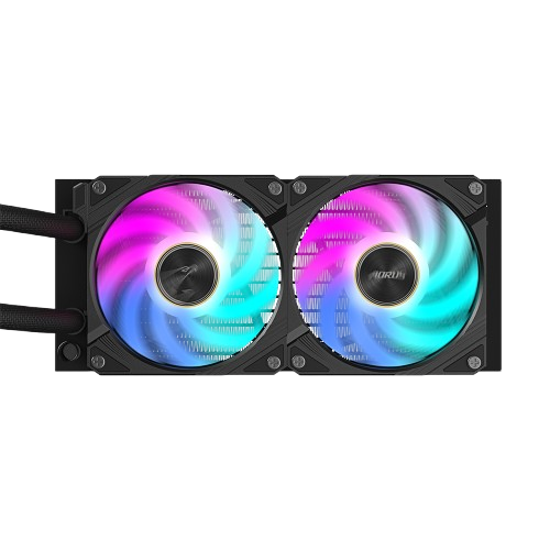 GIGABYTE AORUS WATERFORCE X ii 240, Dual 120mm 240mm, Windforce PWM Fans, Fusion 2.0, Advanced RGB Lighting Control Black Radiator