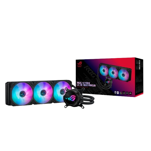 ASUS ROG Strix LC III 360 ARGB liquid CPU cooler, 360mm Radiator, 3x ROG Strix AF-12S ARGB 120mm Fans, Black