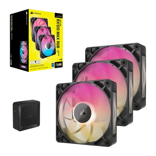 Corsair iCUE LINK RX120 MAX RGB 120mm PWM Black Thick Fans Starter Kit