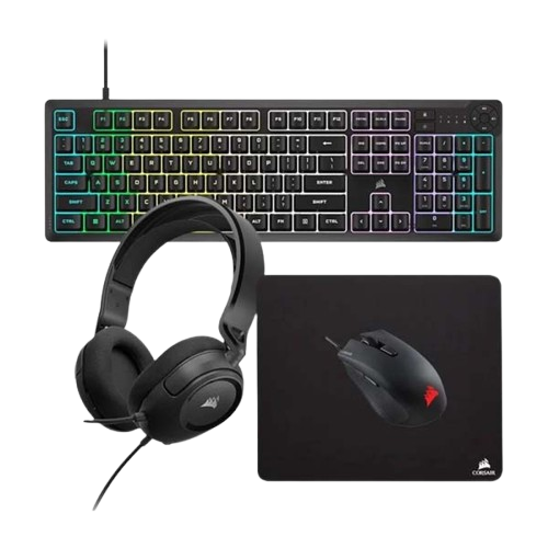 CORSAIR K55 CORE RGB Keyboard + HARPOON RGB Pro Mouse + MM100 Mouse Pad + HS35 V2 Headset Bundle
