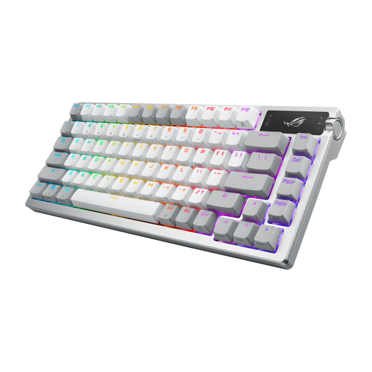 ASUS M701 ROG Azoth 75 Wireless DIY Custom, OLED display, Hot-Swappable ROG NX Red Switches, PBT Keycaps, Arabic White Gaming Keayboard