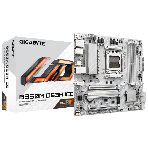 Gigabyte B850M DS3H ICE, AM5 DDR5 White Motherboard