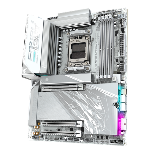 Gigabyte X870E AORUS ELITE X3D ICE, Wi-Fi 7, AM5, ATX DDR5 ICE White Motherboard