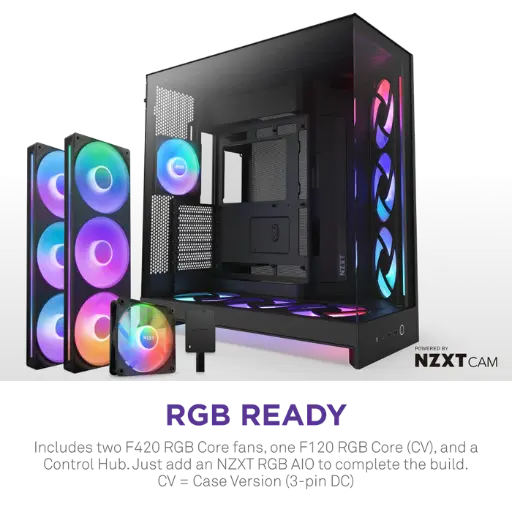 NZXT H9 Flow RGB+ Dual-Chamber ATX Mid Tower, 7 Built in fans Black Gaming Case