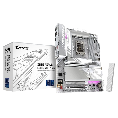 Gigabyte Z890 AORUS ELITE WIFI7 ICE, Intel Ultra DDR5, White Motherboard