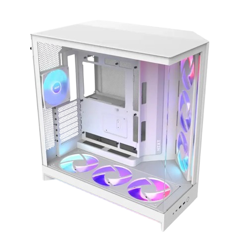 NZXT H9 Flow RGB Dual-Chamber ATX Mid Tower, 7 Built in fans White Gaming Case