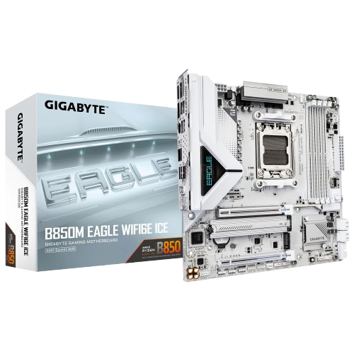 Gigabyte B850M EAGLE WIFI6E ICE, AMD AM5, DDR5 White Micro-ATX Motherboard