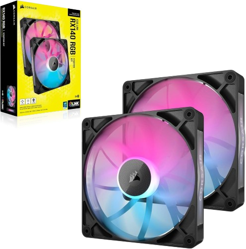 Corsair iCUE LINK RX140 RGB 140mm PWM Black Fan Twin Starter Kit