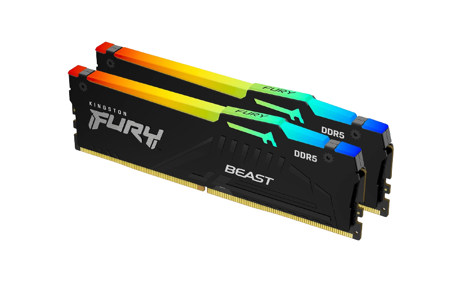 Kingston 16GB 5200MT/s DDR5 CL40 DIMM (Kit of 2) FURY Beast RGB XMP KF552C40BBAK2-16