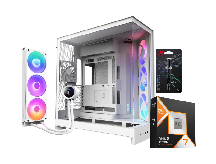NZXT H9 FLOW RGB Case + Kraken Plus RGB AIO cooler + AMD 9800X3D CPU (Tray) Bundle