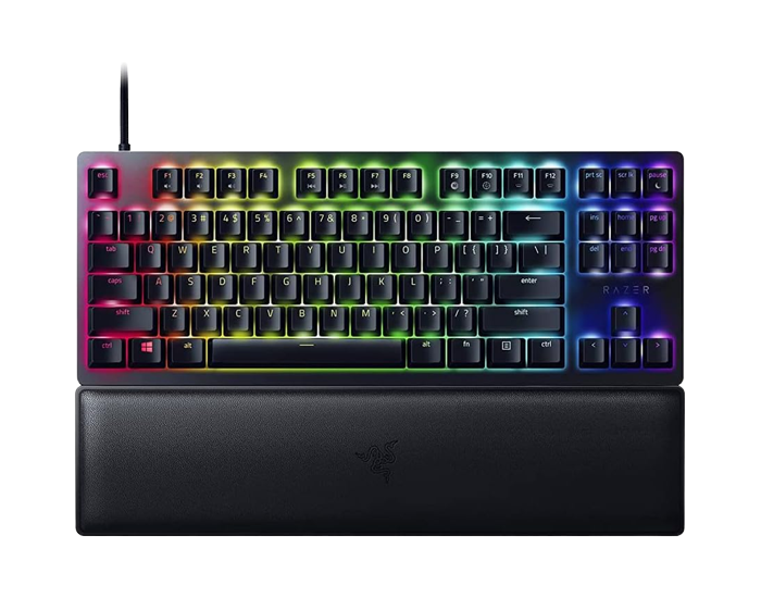Razer Huntsman V2 Tenkeyless Optical Gaming Keyboard - Razer Clicky Optical Switches, Doubleshot PBT Keycaps, Sound Dampening Foam - Clicky Optical Switch (Purple) - US - Black, RZ03-03940300-R3M1