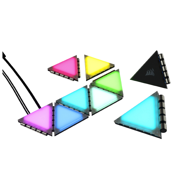 CORSAIR iCUE LC100 Case Accent Lighting Panels - Mini Triangle - 9x Tile Starter Kit