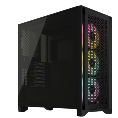 CORSAIR iCUE 4000D RGB AIRFLOW Mid-Tower Case, Black - 3x AF120 RGB ELITE Fans - iCUE Lighting Node PRO Controller - High-airflow Design