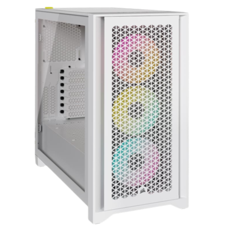 CORSAIR iCUE 4000D RGB AIRFLOW , 3x AF120 RGB ELITE White Fans - iCUE Lighting Node PRO Controller - High-airflow Design True White Mid-Tower Case