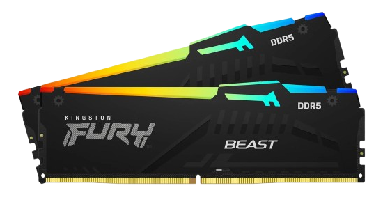Kingston 64GB 5200MT/s DDR5 CL40 DIMM (Kit of 2) FURY Beast RGB XMP KF552C40BBAK2-64