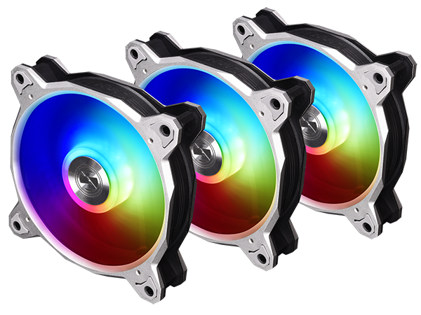 LIAN LI BORA DIGITAL Series RGB BR DIGITAL-3R S, 120mm Addressable RGB LED PWM Fan, 3 FANS Pack - Silver Frame
