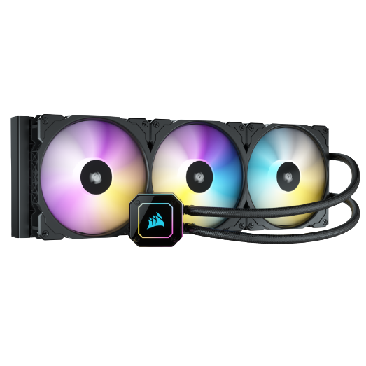 مبرد مائي CORSAIR iCUE H170i ELITE CAPELLIX، بحجم 420mm (3×140mm)، مع إضاءة RGB.