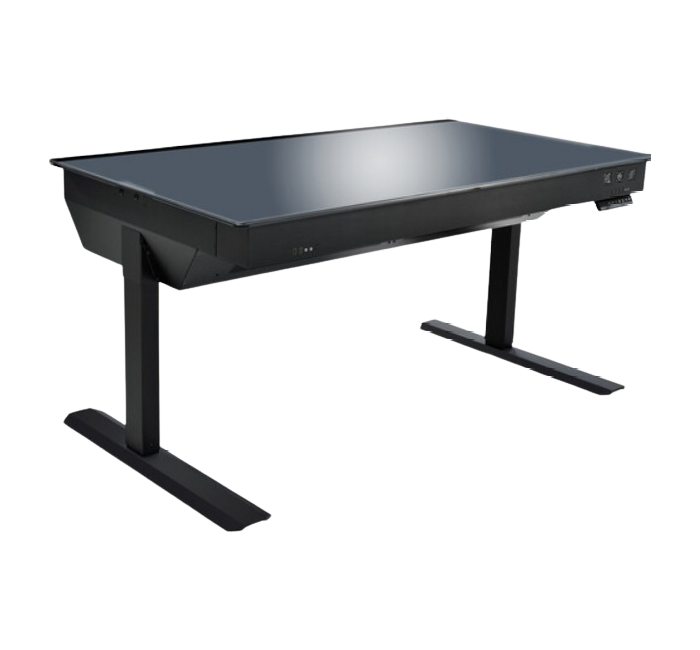 Lian Li DK-05FX RGB Dual-System Desk Computer Case, Switchable Glass Tabletop with Window, Liquid Cooling Support, Black