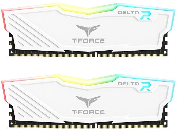TEAMGROUP T-Force Delta RGB 32GB (2 x 16GB) 288-Pin PC RAM DDR4 3600 (PC4 28800) WHITE Desktop Memory