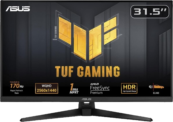 ASUS TUF Gaming VG32AQA1A –31.5 inch QHD (2560x1440), 170Hz, Freesync Premium, 1ms Gaming Monitor