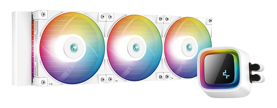 مبرد معالج مائي DeepCool LS720 WHITE مقاس 360 مم مع 3 مراوح 120 مم A-RGB PWM وتصميم غطاء بمرآة لانهائية