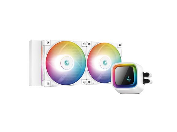 Deepcool LS520 White 240mm, 2x120mm A-RGB PWM Fan, Infinity Mirror Cap Design Liquid CPU Cooler