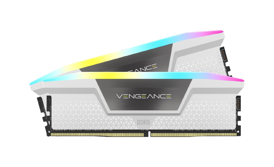 ذاكرة CORSAIR Vengeance RGB 32 جيجابايت (2×16 جيجابايت) DDR5 بسرعة 5200 ميجاهرتز توقيت C40 باللون الأبيض-  CMH32GX5M2B5200C40W