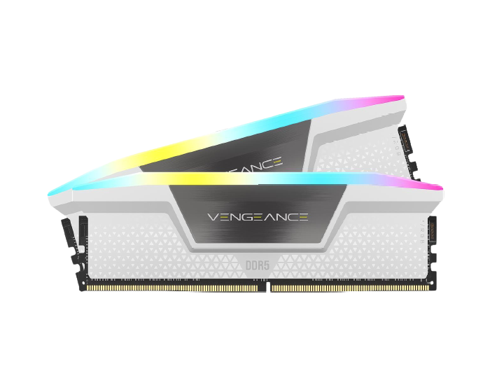 ذاكرة CORSAIR Vengeance RGB أبيض 32 جيجابايت (2 × 16 جيجابايت) DDR5 بسرعة 6000 ميجاهرتز - CMH32GX5M2E6000C36W