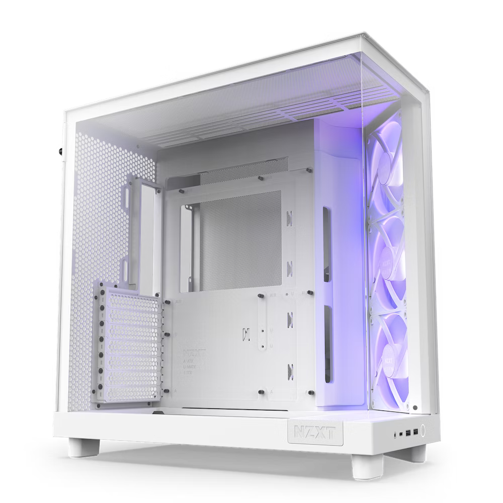 NZXT H6 Flow Compact Dual-chamber ATX Case with RGB Fans, White
