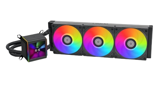 LIAN LI Galahad II LCD SL-INF 360، مبرد سائل للمعالج بحجم 360 ملم مع شاشة LCD وإضاءة SL-Infinity – باللون الأسود.