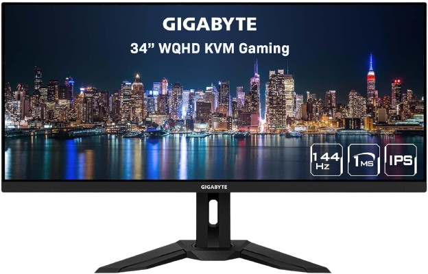 Gigabyte M34WQ 34" 3440 x 1440, UWQHD KVM, 144Hz IPS, 1ms, AMD FreeSync Premium  Gaming Monitor