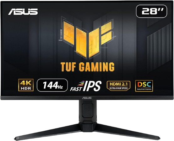 Asus TUF VG28UQL1A 28-inch 4K UHD (3840 x 2160) , IPS, 144 Hz, 1ms GTG, NVIDIA G-Sync Compatible, AMD FreeSync Premium, Black Gaming Monitor
