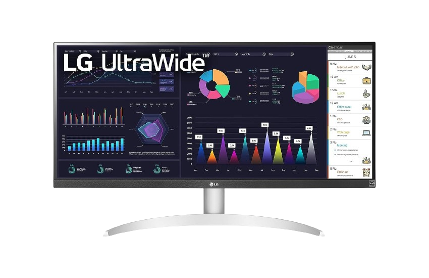 LG UltraWide 29 Full HD (2560 x 1080) IPS, 100Hz, 5ms (GtG at Faster), HDR10, USB Type-C, AMD FreeSync, Built in Speakers, 3-Side Virtually Borderless WHITE Monitor