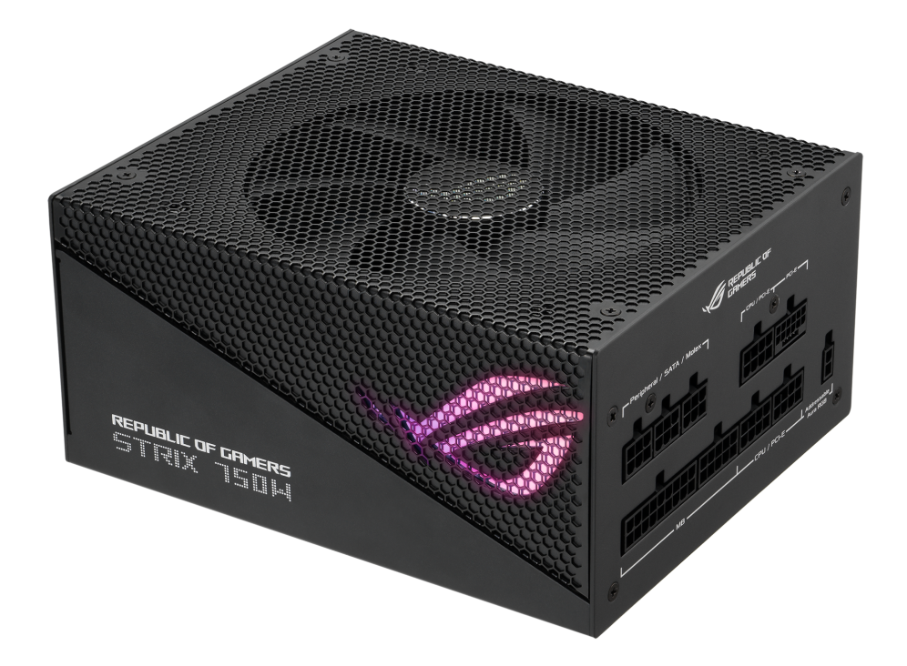 مزود طاقة ASUS ROG STRIX بقدرة 750 واط إصدار Aura ذهبية مع إضاءة RGB