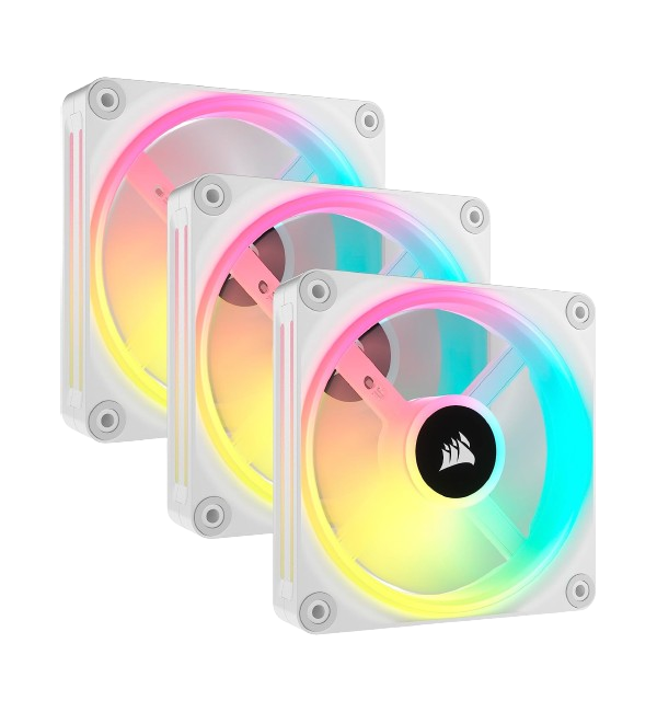 CORSAIR iCUE LINK QX120 RGB Starter Kit White 120mm PWM RGB PC Case Fan (3 Fans, iCUE LINK System Hub and Cable Set) CO-9051006-WW