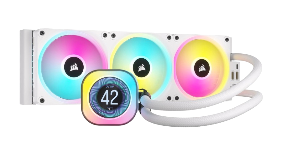 CORSAIR iCUE LINK H150i LCD - QX120 RGB Fans, 360mm Radiato Liquid CPU WHITE Cooler - CW-9061010-WW
