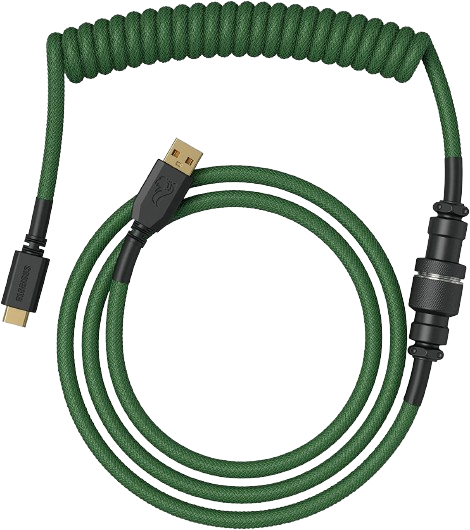 Glorious PC Gaming Race Coiled Cable Forest Green, USB-C auf USB-A Spiralkabel - 1,37m