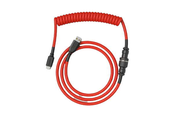 Glorious PC Gaming Race Coiled Cable RED, USB-C auf USB-A Spiralkabel - 1,37m