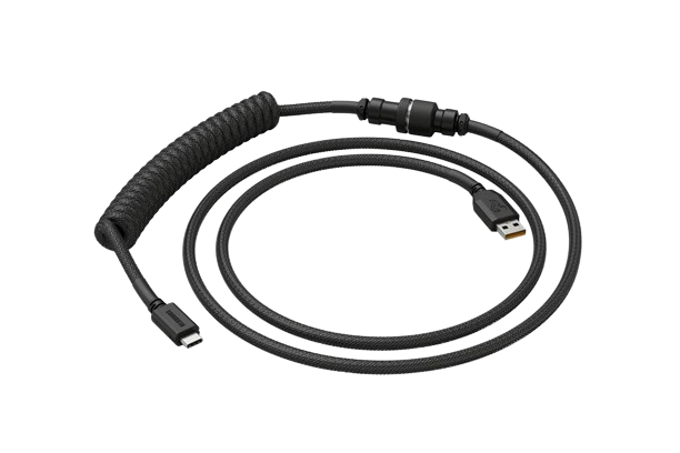 Glorious PC Gaming Race Coiled Cable BLACK, USB-C auf USB-A Spiralkabel - 1,37m