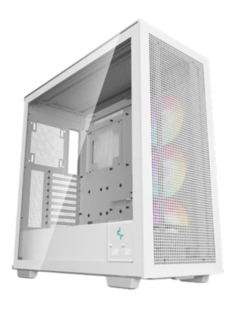 DeepCool Morpheus، كيس أبيض من فئة Full Tower بمعيار ATX+ مزوّد بشاشة رقمية.