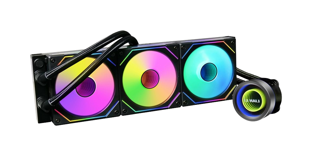 Lian Li Galahad II Trinity SL-INF 360mm، مبرد سائل للمعالج بحجم 360 ملم بإضاءة SL-Infinity – باللون الأسود.