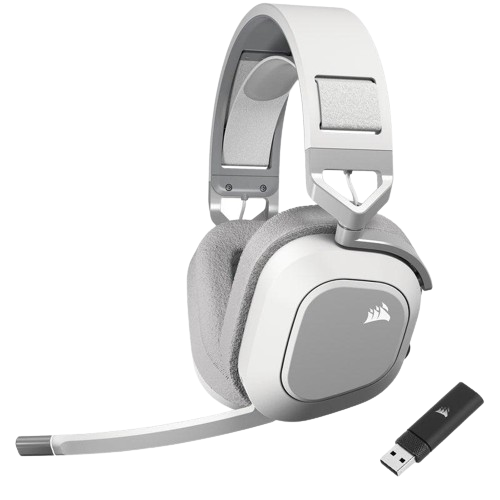 Corsair HS80 RGB WIRELESS Dolby Audio 7.1 Surround Premium White Gaming Headset