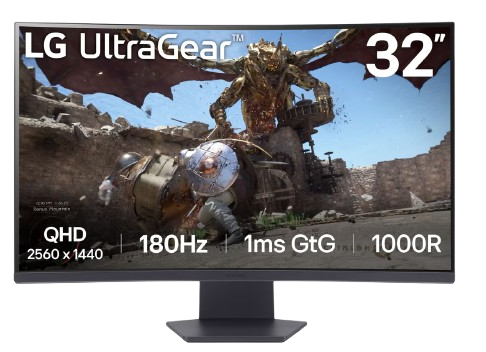 LG UltraGear 32” QHD 2560 x 1440 curved, 180Hz,1ms, AMD FreeSync, gaming monitor