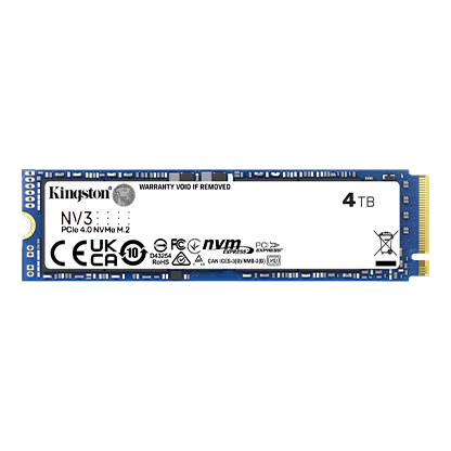 Kingston 4TB SNV3S M.2 NVMe, 6000MB/s R, 5000MB/s W, Solid State Drive