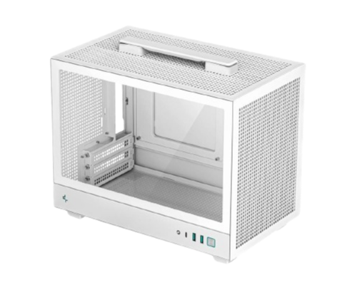 DeepCool CH160 Mini-ITX, Full-Sized Air Cooler Support, Direct Insert GPU Capable, White PC Case