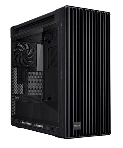 كيس أسوس برو آرت PA602 من نوع E-ATX، مع دعم مبرد 420 مم، ومروحة 140 مم واحدة ومروحتين 200 مم مُثبتتين مسبقًا، باللون الأسود.