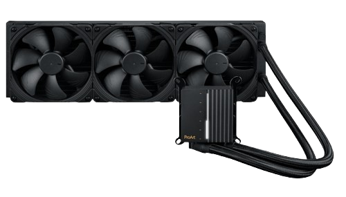 Asus ProArt LC 420 all-in-one status meter and 3 Noctua NF-A14 140mm Fans liquid cooler