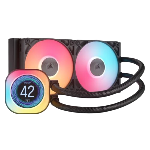 Corsair iCUE LINK TITAN 240 RX LCD، مبرد سائل للمعالج بحجم 240 ملم مع شاشة LCD – باللون الأسود.