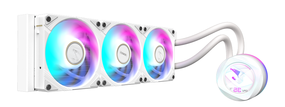 Gigabyte AORUS WATERFORCE X II 360 ICE, 360mm Radiator with 3X 120mm Low Noise ARGB Fans, Liquid, LCD Display White CPU Cooler